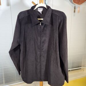 Bon Worth $45 Large Thin Black Corduroy Full Zip Jacket with Pockets
